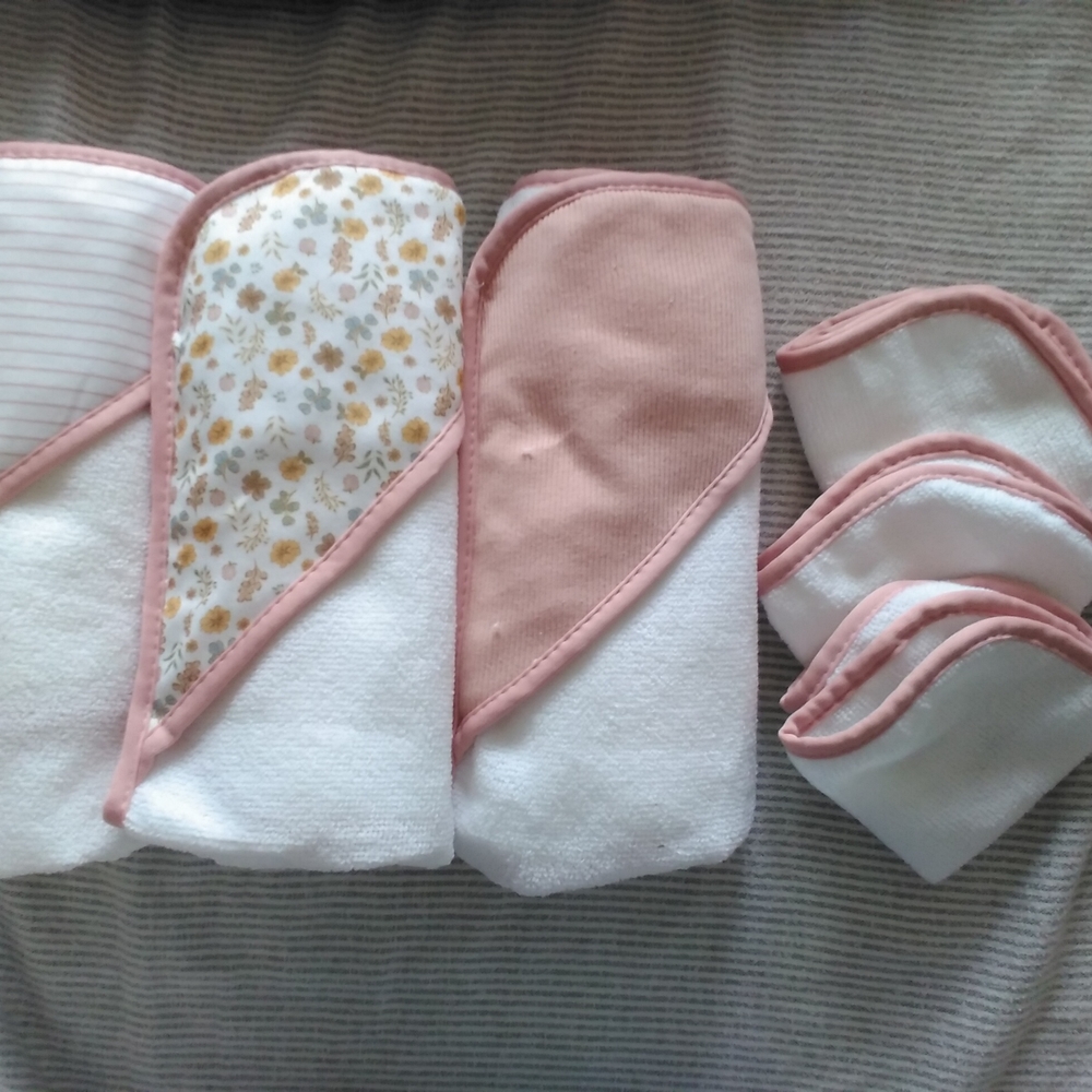 Floral and Pink Baby Hooded Towels